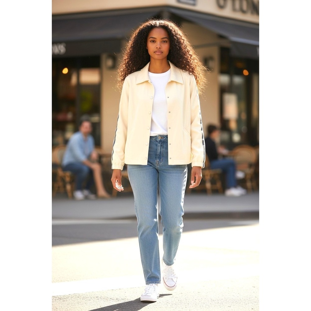 (E-122)Nicole by Nicole Miller Womens Ivory Snap Front Jacket Size M - Picture 1 of 11
